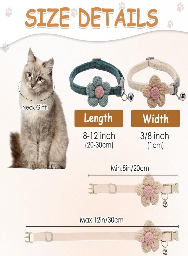 TecoKart® Adjustable Breakaway Cat and Small Dog Collars with Bell, 2-Pack Safety Kitten Collars, Puppy Collars with Cute Flower, Pet Neck Bands with Name Tag for Cats and Small Dogs - Image 4